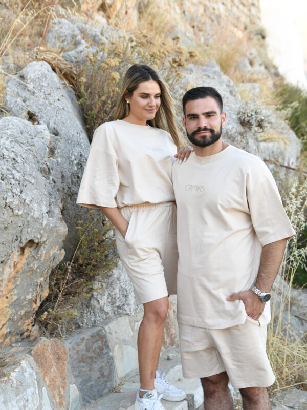 Σετ T-shirt & Βερμούδα CAMVAS – Sand Beige / Μαύρο