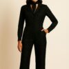 Black Jacquard Jumpsuit