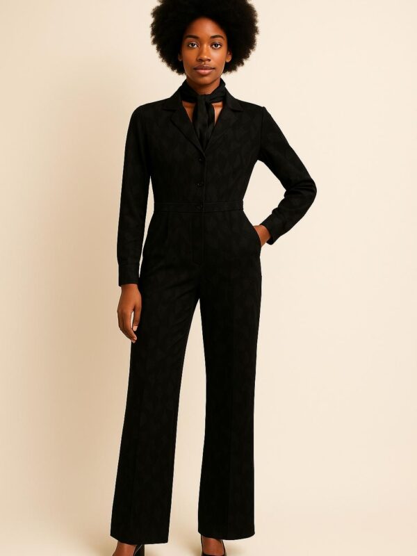 Black Jacquard Jumpsuit