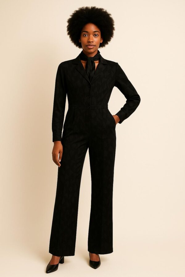 Black Jacquard Jumpsuit
