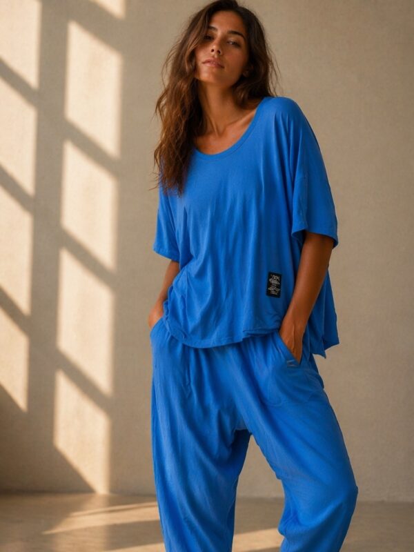 Bold blue, effortless style