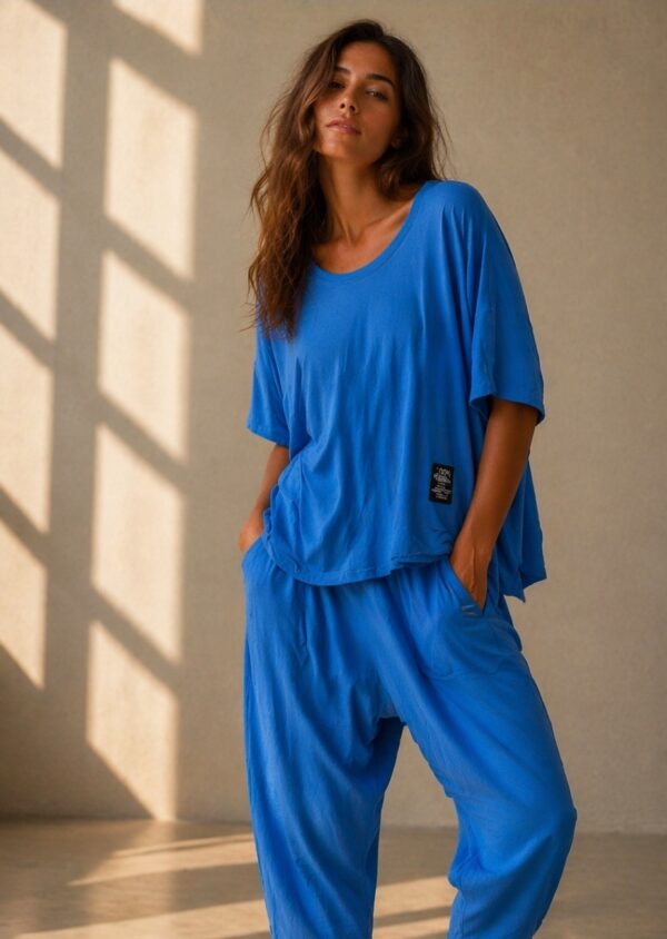 Bold blue, effortless style