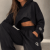 Camvas Black Crop Hoodie – Bat Sleeve Fit