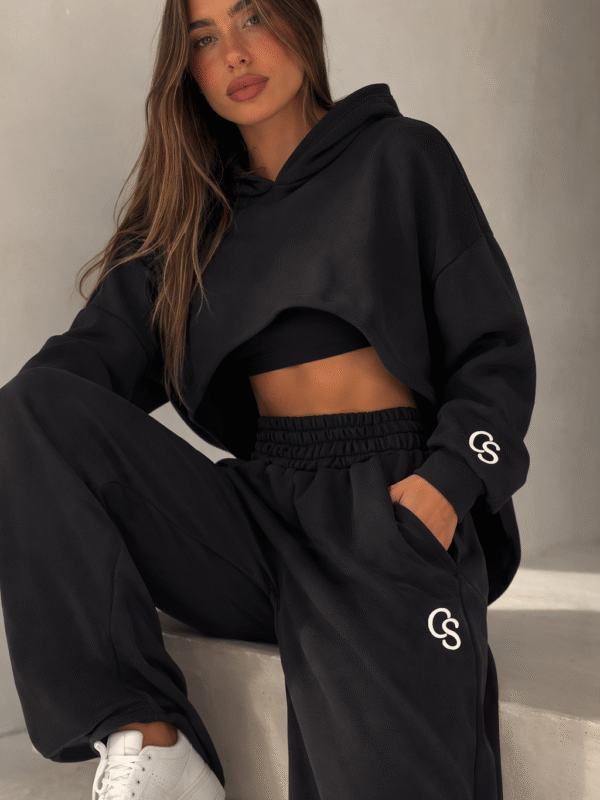 Camvas Black Crop Hoodie – Bat Sleeve Fit