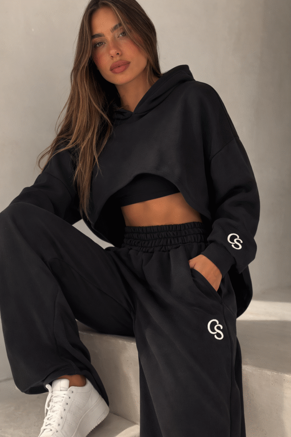 Camvas Black Crop Hoodie – Bat Sleeve Fit