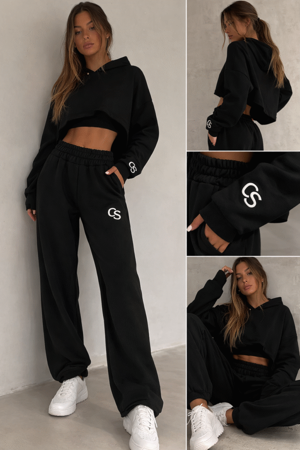 Camvas Black Crop Hoodie – Bat Sleeve Fit