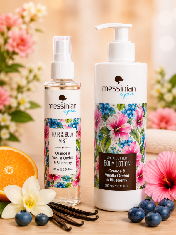 🍊 Orange & Vanilla Orchid & Blueberry Set – Body Lotion & Hair & Body Mist