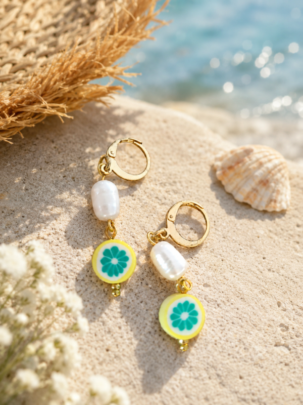 Lemon Pearl Hoops