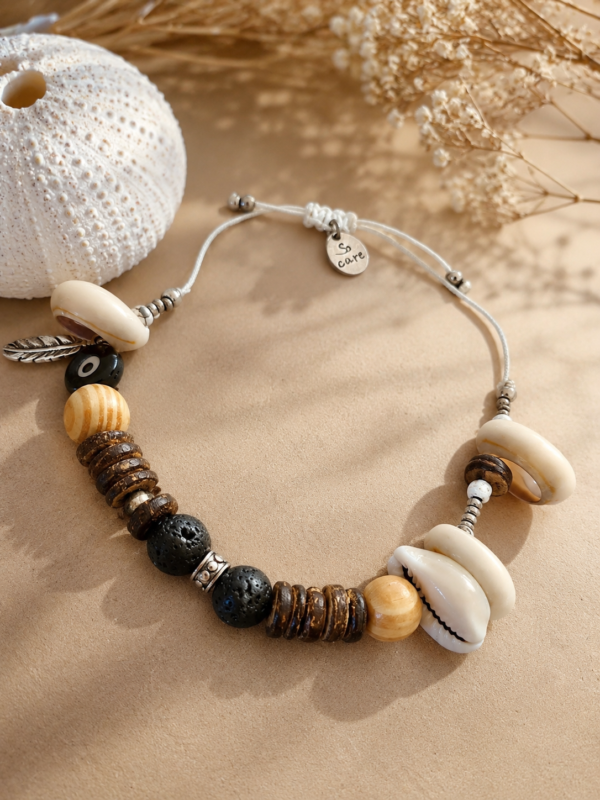 Boho Shell Anklet – Evil Eye Edition