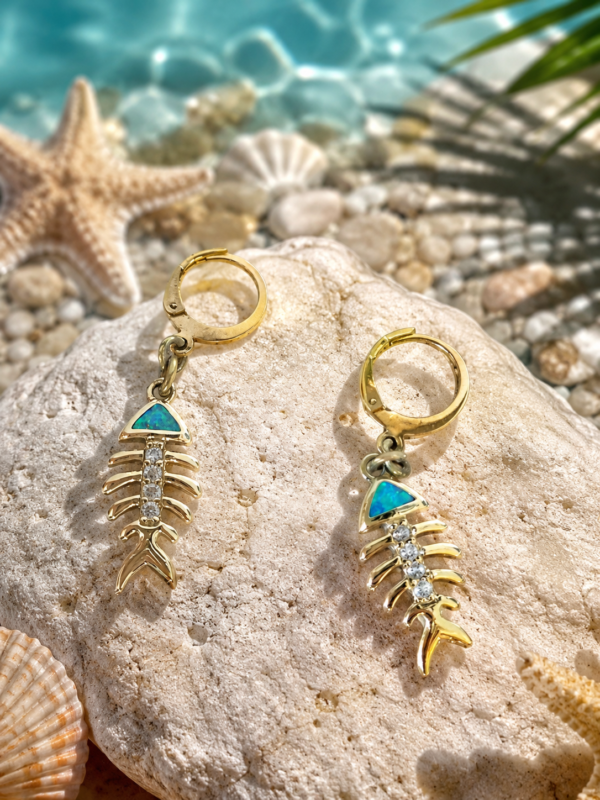 Ocean Spark Fishbone Earrings