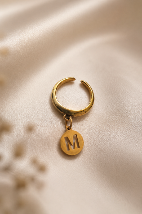 Initial Charm Ring – Letter M