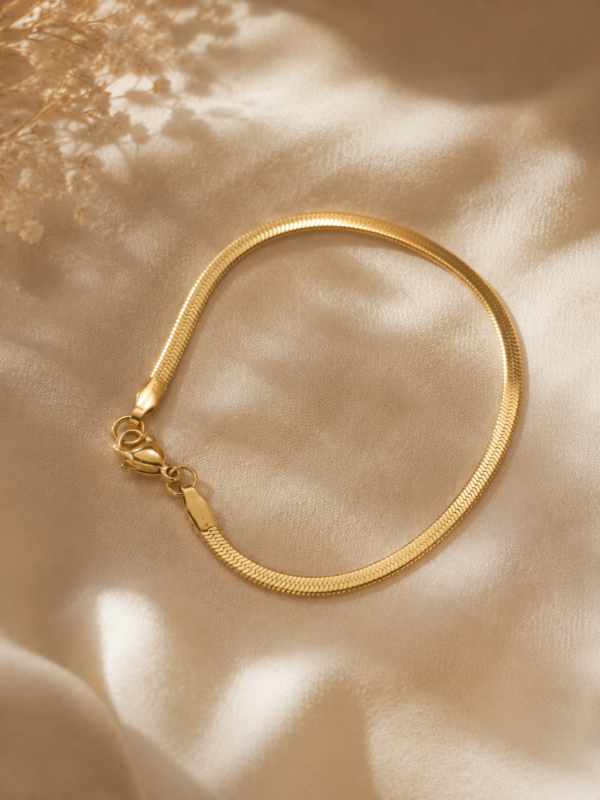 Gold Flat Snake Chain Bracelet