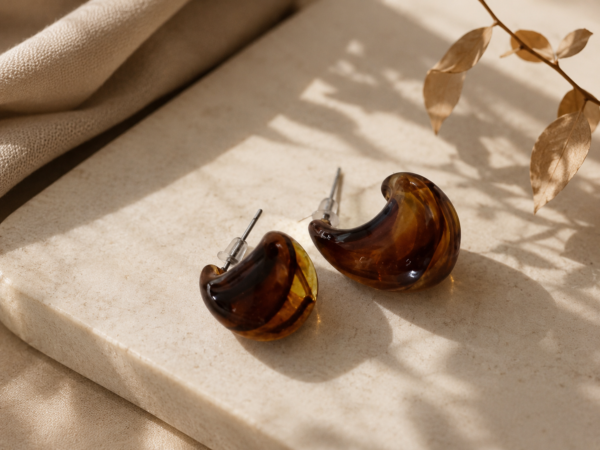 Brown Drop Bone Earring