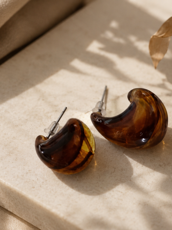 Brown Drop Bone Earring