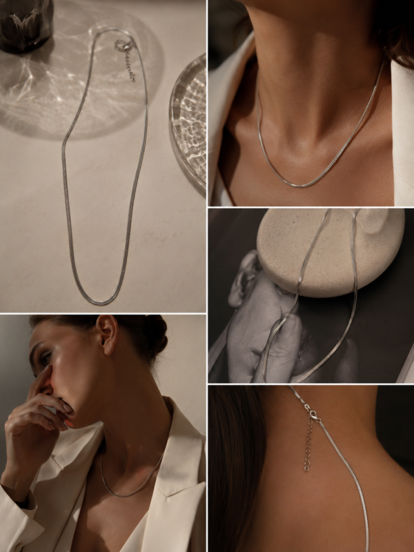 Silver Flat Snake Chain Necklace