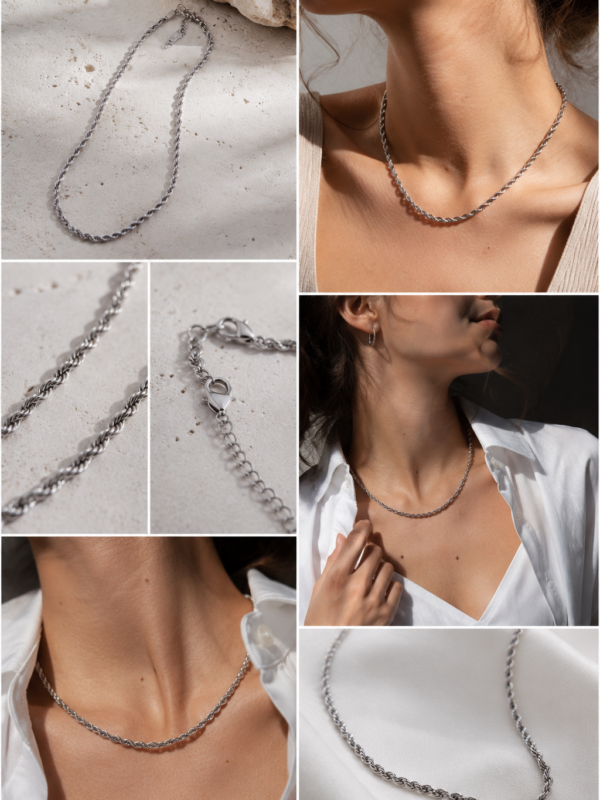 Twisted Silver Chain Necklace