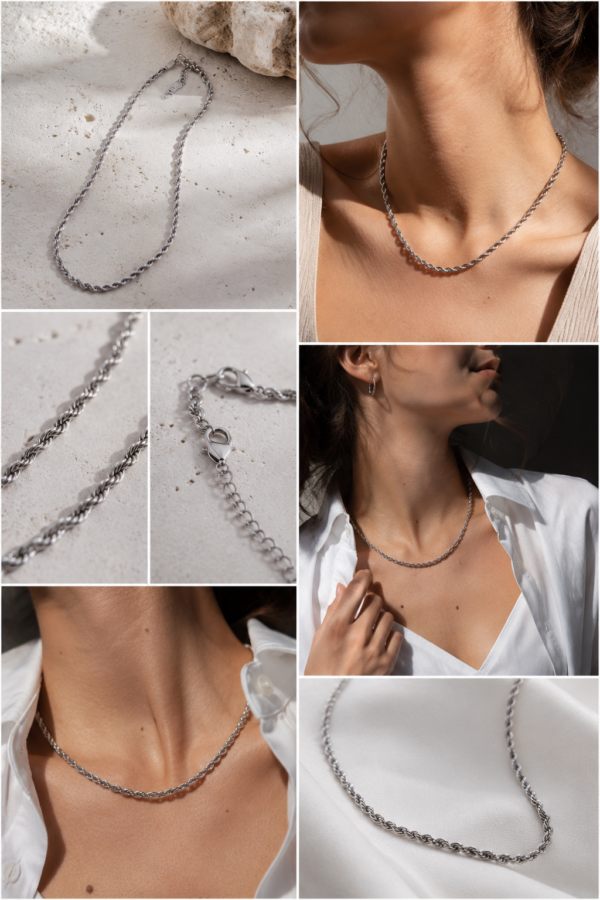 Twisted Silver Chain Necklace