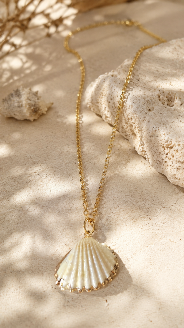 Golden Shell Pendant Necklace