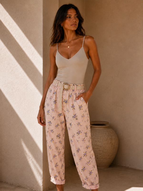 Floral Breeze Pants-pink