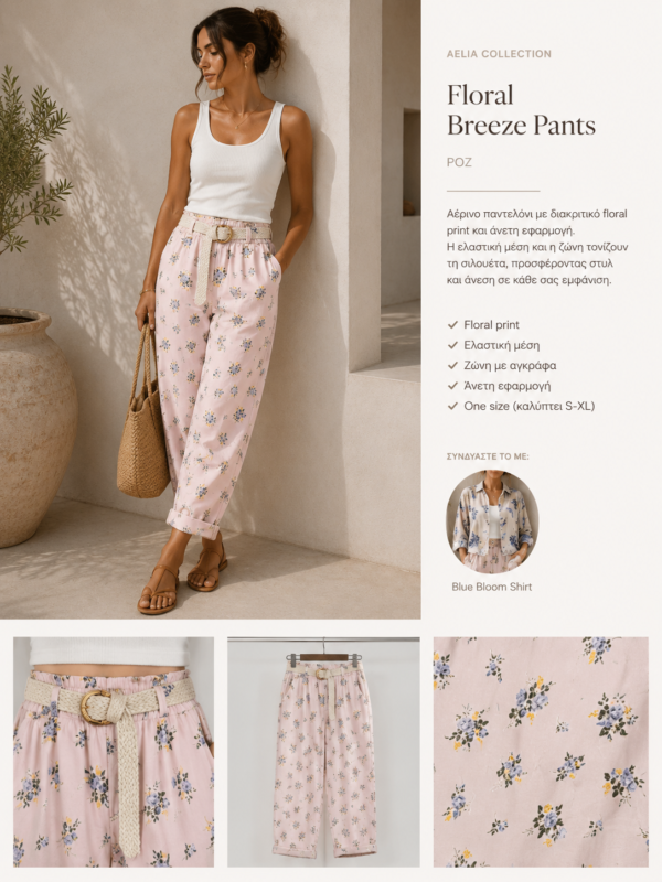 Floral Breeze Pants-pink
