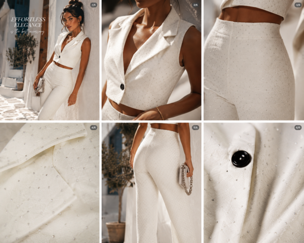 Straw Touch Tailored Set – White