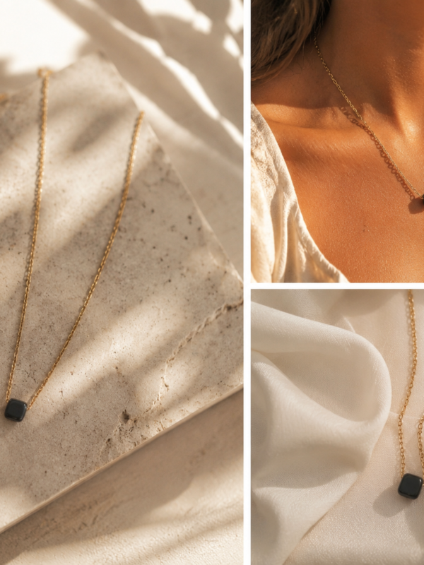 Black Cube Necklace