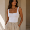 Essential Square  Bodysuit-white