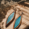 Ξύλινα Σκουλαρίκια Aqua Leaf